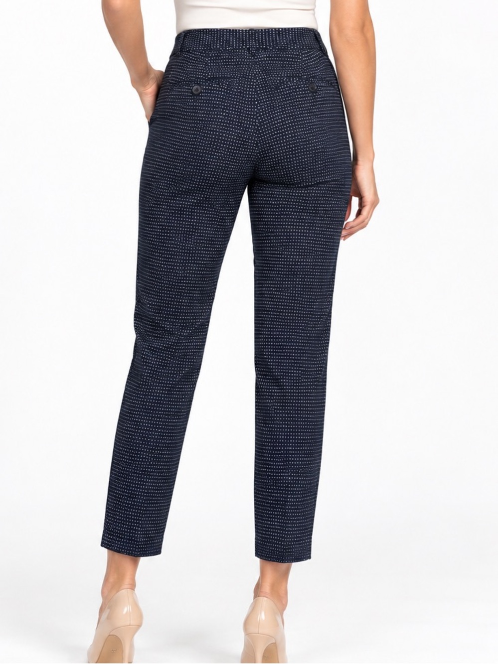 Talbots Navy Microdot Pull-On Ankle Pants - Picture 2 of 4